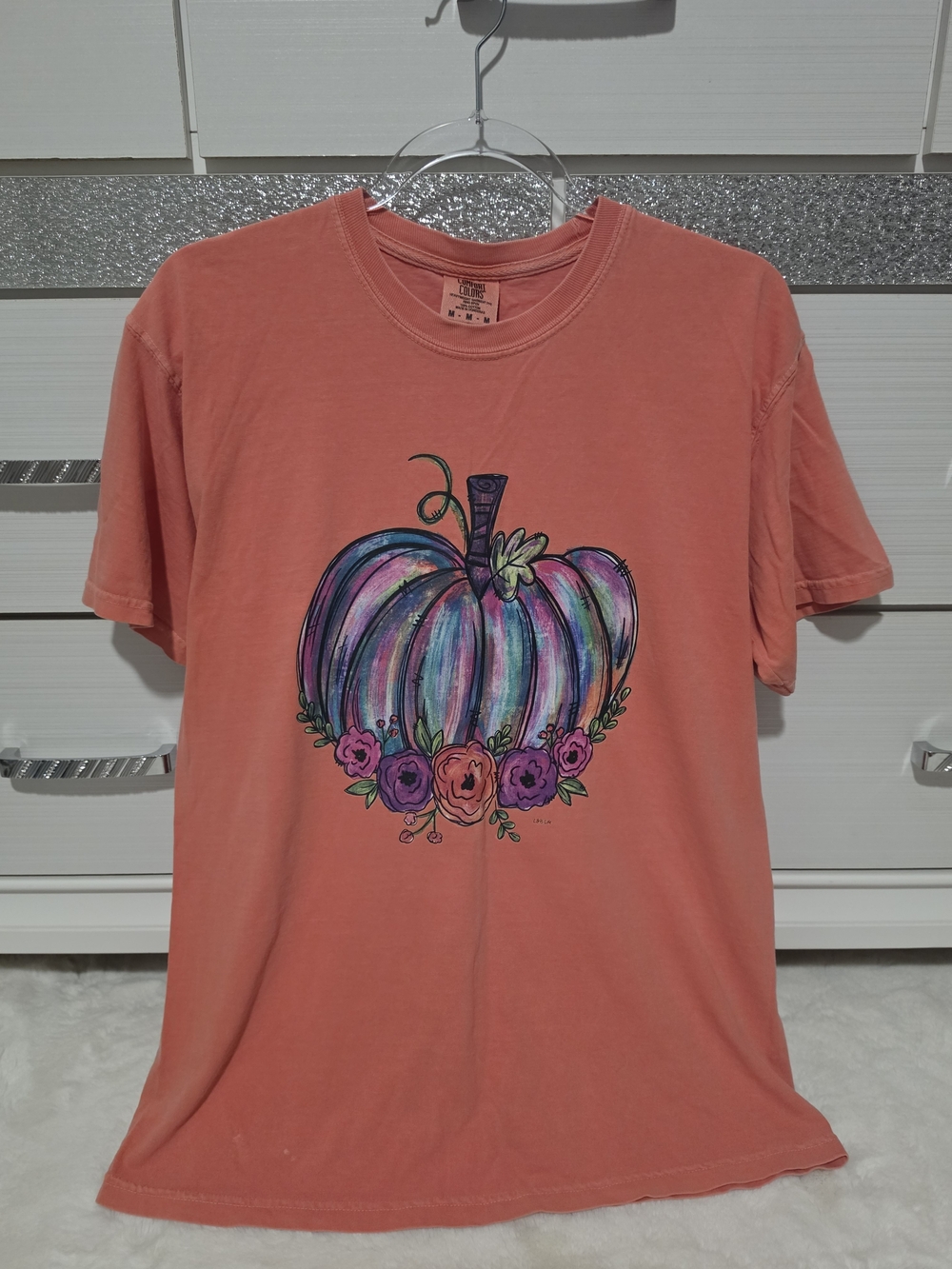 Coral Pumpkin Graphic Tee by Comfort Colors